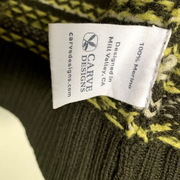 CARVE DESIGNS Merino Wool Button Down Fair Isles Print Cardigan Sweater Size S - Picture 4 of 10